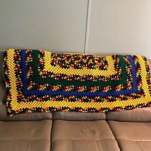 Beautiful vibrant colorful 55 x 43” handmade grandma/Roseanne Afghan throw